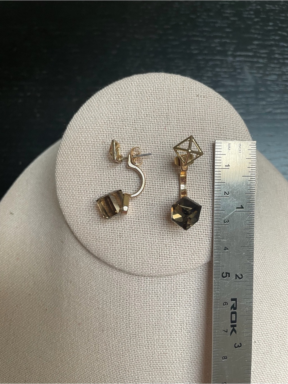 Smoky Brown Gold Tone Crystal Drop Earrings